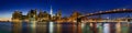 Lower Manhattan Financial District skyscrapers at twilight. New York City