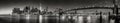Lower Manhattan Financial District skyscrapers at twilight Panoramic Black & White. New York City Royalty Free Stock Photo