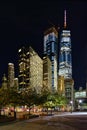 Lower Manhattan at night, New York City, USA. Royalty Free Stock Photo