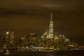 Lower Manhattan Lights on Warm Cloudy Night Royalty Free Stock Photo