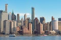 Lower Manhattan New York City Skyline along the Hudson River Royalty Free Stock Photo
