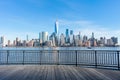 Lower Manhattan New York City Skyline along the Hudson River viewed from Jersey City Royalty Free Stock Photo