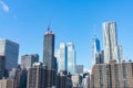 Lower Manhattan New York City Skyline Scene with Modern Skyscrapers on a Clear Blue Day Royalty Free Stock Photo