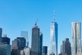 Lower Manhattan New York City Skyline Scene with Modern Skyscrapers on a Clear Blue Day Royalty Free Stock Photo