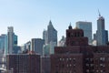 Lower Manhattan New York City Skyline Scene with Old and Modern Skyscrapers and Buildings Royalty Free Stock Photo