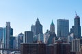 Lower Manhattan New York City Skyline Scene with Old and Modern Skyscrapers and Buildings Royalty Free Stock Photo