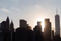 Lower Manhattan New York City Skyline Sunset Silhouette Royalty Free Stock Photo