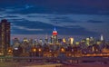 Lower Manhattan night skyline, NYC Royalty Free Stock Photo