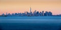 Lower Manhattan Panoramic Sunset from New York City Harbor Royalty Free Stock Photo