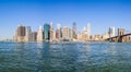 Lower Manhattan Skyline from Brooklyn Bridge Park, NYC, USA Royalty Free Stock Photo