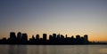 Lower Manhattan skyline at dawn Royalty Free Stock Photo