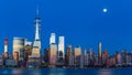 Lower Manhattan Skyline at blue hour, NYC Royalty Free Stock Photo