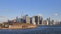 The Lower Manhattan Skyline in New York City Viewed from Brooklyn Royalty Free Stock Photo
