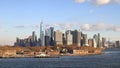 The Lower Manhattan Skyline in New York City Viewed from Brooklyn Royalty Free Stock Photo