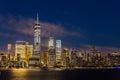 Lower Manhattan Skyline at night Royalty Free Stock Photo