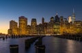 Lower Manhattan skyline at night Royalty Free Stock Photo