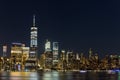 Lower Manhattan Skyline at night, NYC Royalty Free Stock Photo