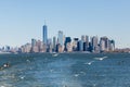 Lower Manhattan Skyline with Seagulls Royalty Free Stock Photo