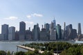 Lower Manhattan Skyline seen from the Brooklyn Heights Promenade during the Summer Royalty Free Stock Photo