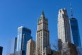 Lower Manhattan Skyscrapers with a Clear Blue Sky in New York City Royalty Free Stock Photo