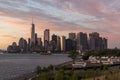 Lower Manhattan sunset view from Governors Island