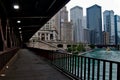 Lower Michigan Avenue Bridge with view of Chicago River in downtown Chicago Loop. Royalty Free Stock Photo