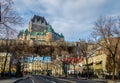 Lower Old Town Basse-Ville and Frontenac Castle - Quebec City, Quebec, Canada Royalty Free Stock Photo