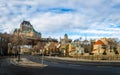 Lower Old Town Basse-Ville and Frontenac Castle - Quebec City, Quebec, Canada Royalty Free Stock Photo