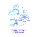 Lower overall IT spending blue gradient concept icon