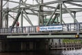 Lifting bridge over canal Gouwe in the town of Waddinxveen, Netherlands Royalty Free Stock Photo