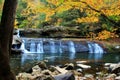 Lower potter falls in Obed national scenic river in Eastern Tennessee during peak falls colors Royalty Free Stock Photo