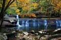 Lower potter falls in Obed national scenic river in Eastern Tennessee during peak falls colors Royalty Free Stock Photo