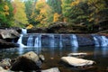 Lower potter falls in Obed national scenic river in Eastern Tennessee during peak falls colors Royalty Free Stock Photo