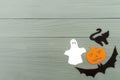 Lower right corner frame of halloween paper silhouettes Royalty Free Stock Photo