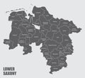 Lower Saxony administrative map Royalty Free Stock Photo