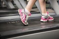 Lower section of a woman on a treadmill