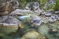 Lower view of mountain stony river