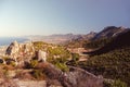 The Lower Ward of St. Hilarion Castle as seen from the castle it