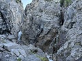 Lower waterfall on the mountain stream Ducanbach or Ducanfall I (Waterfall Ducanfall 1 or Waterfall Ducan I)