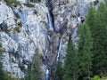 Lower waterfall on the mountain stream Ducanbach or Ducanfall I (Waterfall Ducanfall 1 or Waterfall Ducan I)