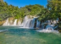 Lower waterfall Skradinski Buk on a sunny day.