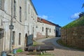 The lower yard with guns in Vyborg Castle, Russia