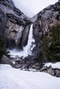 Lower Yosemite Falls in Winter Royalty Free Stock Photo
