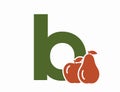 lowercase letter b with pear and apple. creative fruit alphabet logo. harvest and gardening design