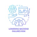 Lowering backend failures risk blue gradient concept icon
