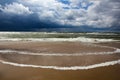 Lowering clouds and storm on the Baltic Sea in bad weather Royalty Free Stock Photo