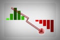 Lowering graph illustration with a red arrow lower, Infographic