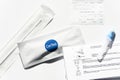 Lowering the price of antigen tests in pharmacies in Spain. Sars-Cov-2 test ticket and antigen test , purchased at the pharmacy,