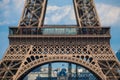Lowest arch of Eiffel Tower Tour Eiffel blue sky steel structure Royalty Free Stock Photo