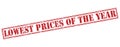 Lowest prices of the year red stamp Royalty Free Stock Photo